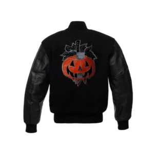 Halloween Pumpkin Black Unisex Varsity Jacket