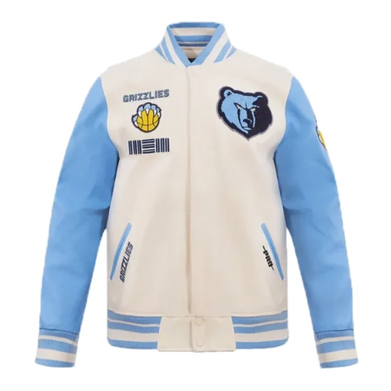 Memphis Grizzles Basketball Jacket With Leather Sleeves | Basketball Varsity Jacket