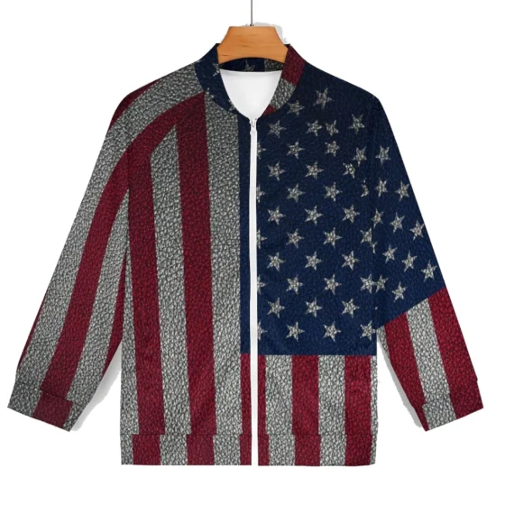 American Independence Day Outfit | American Flag Satin Jacket