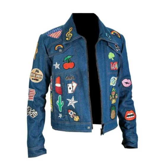 Elton John Rocket Man Rock Star Taron Egerton Blue Jeans Patched Denim Jacket