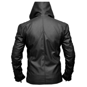 Stephen Amell Green Arrow Laced Black Leather Jacket