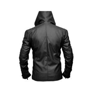 Stephen Amell Green Arrow Laced Black Leather Jacket