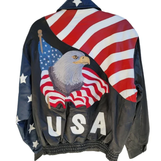 American Eagle Leather Jacket | Vintage American Flag Jacket