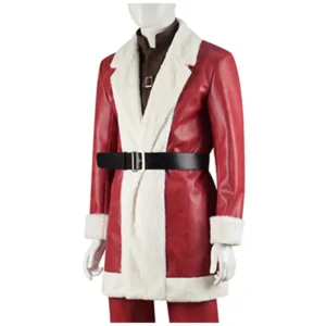 David Harbour Violent Night Santa Red Leather Coat