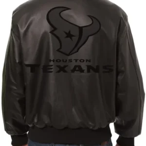 Houston Texan Black Leather Bomber Jacket