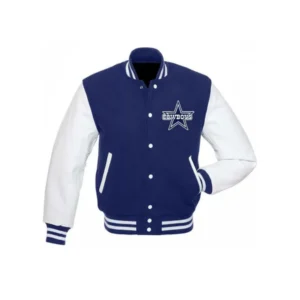 Dallas Cowboys White and Royal Blue Varsity Jacket