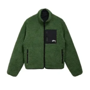 Stussy 8 Ball Sherpa Green Fleece Jacket