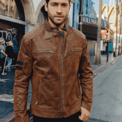Brown Leather Denver's Aviator Bomber Jacket
