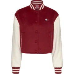 Cropped Classic Red & White Varsity Jacket
