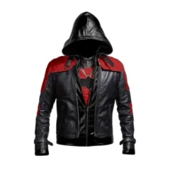 Red Hooded Batman Cosplay Leather Jacket