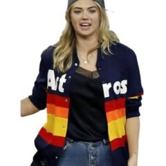 Kate Upton Astros Rainbow Fleece Baseball Varsity Jacket
