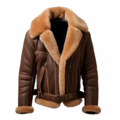 B3 shearling Brown Mens aviator jacket