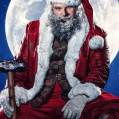 David Harbour Violent Night Red Leather Coat