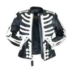 Skeleton Halloween Black Leather Jacket
