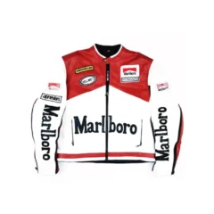 Marlboro Vintage Racing Red Biker Leather Jacket