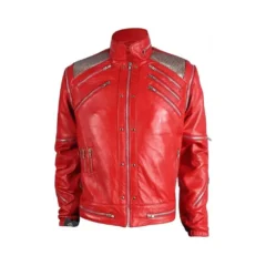 Michael Jackson Red Real Leather Jacket