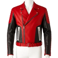 Men Fashion Bikers Red Leather Jacket