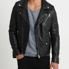 Ethan Men's Black Leather Motorcycle Jacket