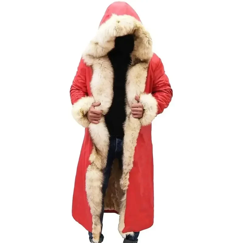 Kurt Russell The Santa Claus Chronicles Shearling Red Leather Santa Coat