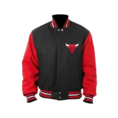 Chicago Bulls Vintage Jacket With Red Leather Sleeves