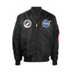 Apollo MA-1 Black Bomber Jacket | Men's Flight Aviator Bomber Jacket