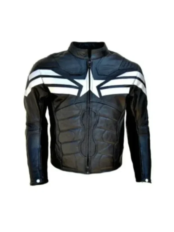 Captain America Motorcycle Black Leather Jacket