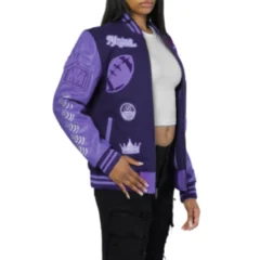 Classic Purple Wool Letterman Varsity Jacket