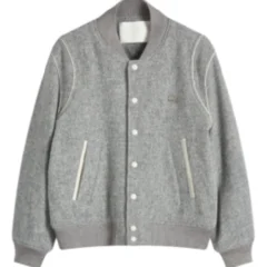 Classic Light Grey Wool Varsity Jacket