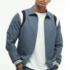 Sleek Zip Classic Blue Varsity Bomber Jacket