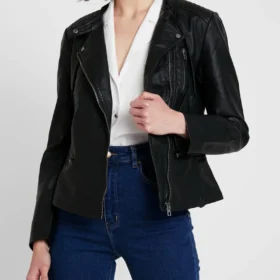 Asymmetrical Black Biker Leather Jacket