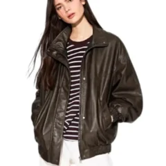 Womens Leather Effect Oversize Jacket