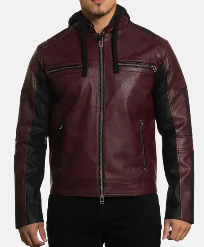 Robert Distressed Burgundy Leather Jacket