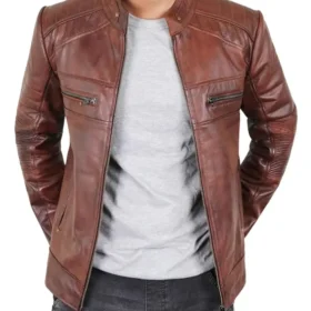 Samuel Mens Slim Fit Brown Leather Jacket
