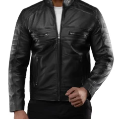 Arthur Casual Cafe Racer Black Leather Jacket