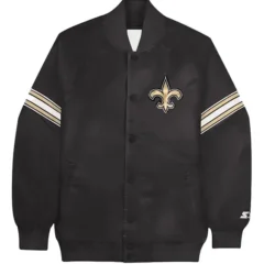 Starter Black New Orleans Saints Satin Full-Snap Starter Jacket