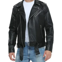 Stylish Black Leather Biker Jacket Mens