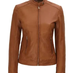 Women Stylish Brown Biker Leather Jacket