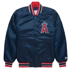 Los Angeles Angels Navy Satin Varsity Jacket