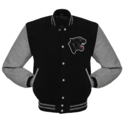 Black and Gray Shadow line Varsity Jacket