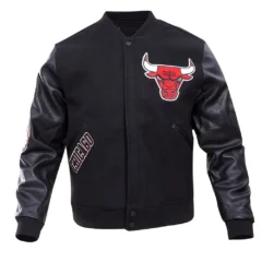 Chicago Bulls Leather Sleeves Varsity Jacket