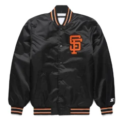 San Francisco Giants Black Satin Varsity Jacket