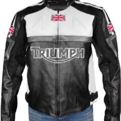 Triumph Motorcycle Leather Racing Jacket For Men's