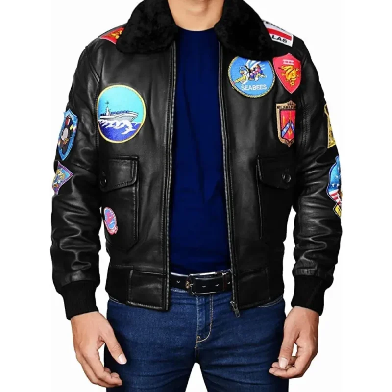 Tom Cruise Top Gun Maverick Men Black Leather Jacket