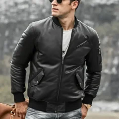 Men's Genuine Leather Bomber Jacket