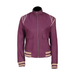 Alison Brie Purple Glow Leather Bomber Jacket