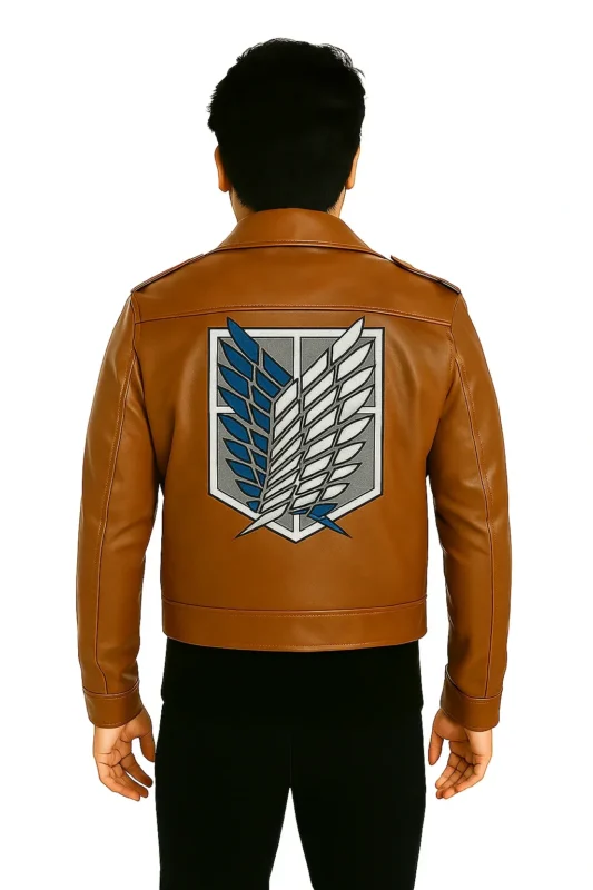 Mens Attack on Titan Brown Leather Jacket