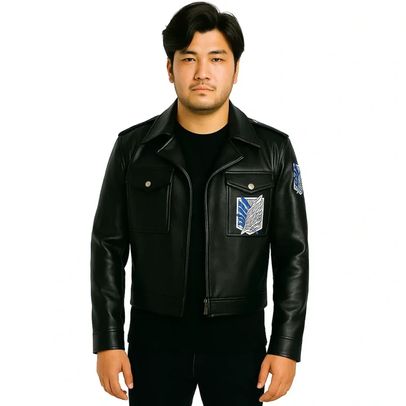 Mens Attack on Titan Brown Leather Jacket
