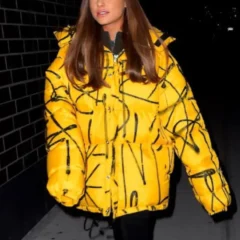 Ariana Grande Singer Yellow Puffer Hooded Jacket