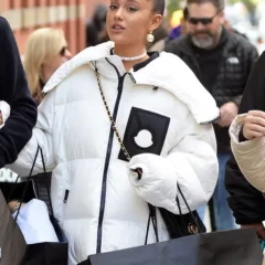 Ariana Grande White Oversized Puffer Jacket
