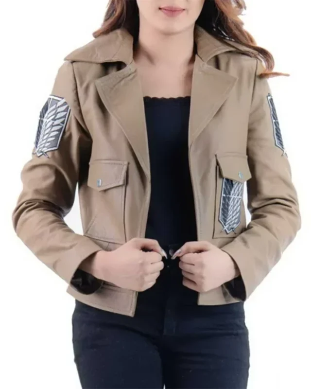 Attack On Titan Survey Corps Khaki Leather Jacket